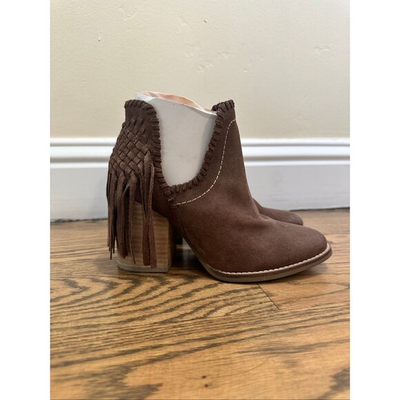 Ariat Chocolate Brown Fringe Ankle Booties Size 7 - Picture 1 of 7